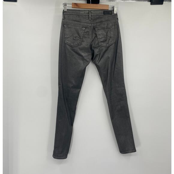 Adriano Goldschmied Faux Leather Ankle Jeans Skinny Legging Metallic Gunmetal 25 - Picture 5 of 10